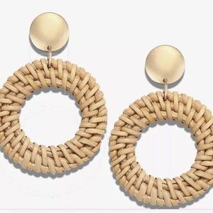 3/$20 Malibu Boho rattan hoop drop earrings - summer, beach, vacation earrings